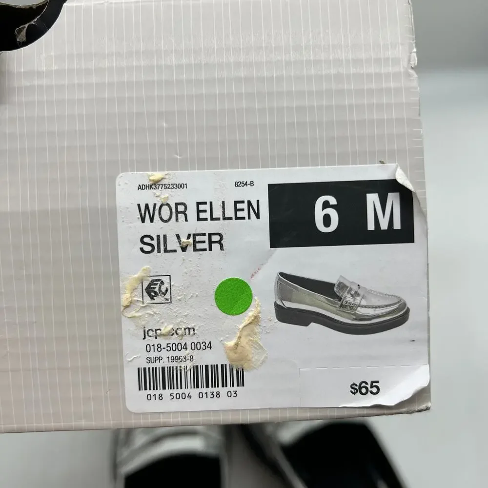 Worthington Ellen Womens Round Closed Toe Loafers Silver Size 6M